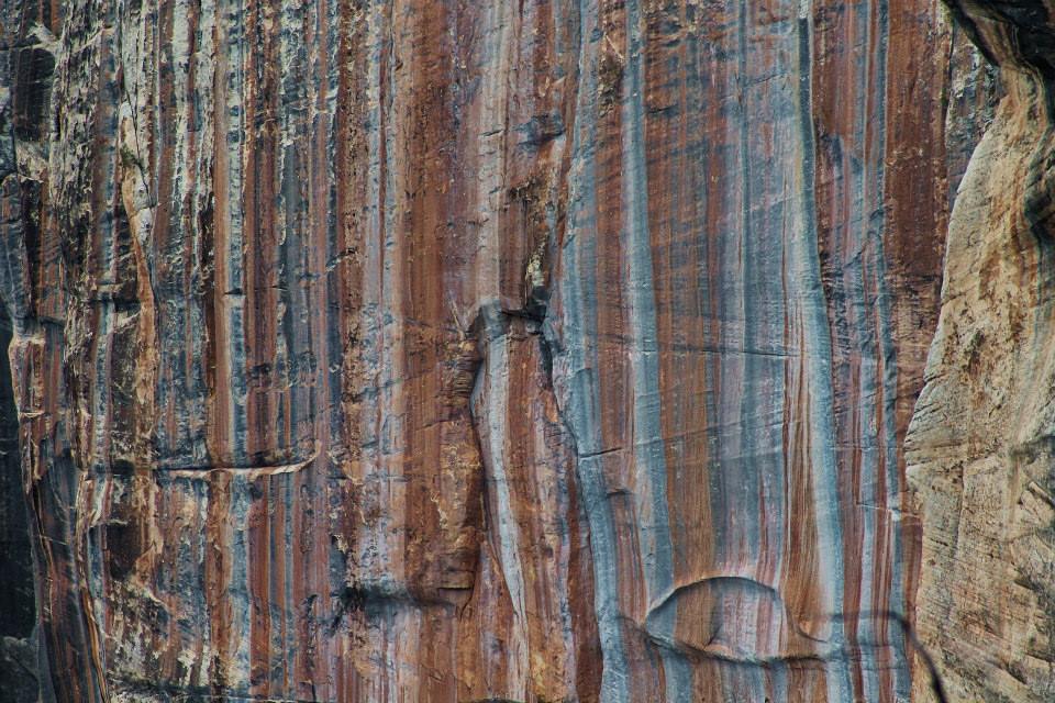 Colored rock of the Coconino Sandstone Layer in the Grand Canyon